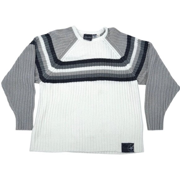Raider Infamous Brand Jeans Other - RAIDER INFAMOUS BRAND JEANS MEN'S RIBBED KNIT CHENILLE GRAY STRIPED SWEATER - L